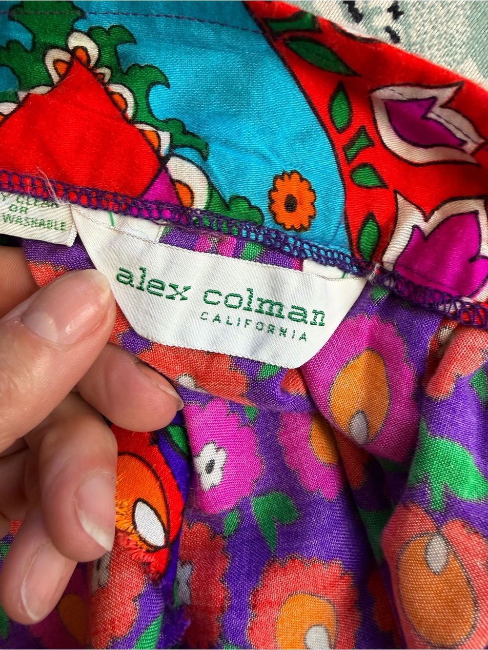 Vintage 1960s/70s Alex Colman California Mod Print Maxi Skirt XS 24" Waist - Picture 14 of 15